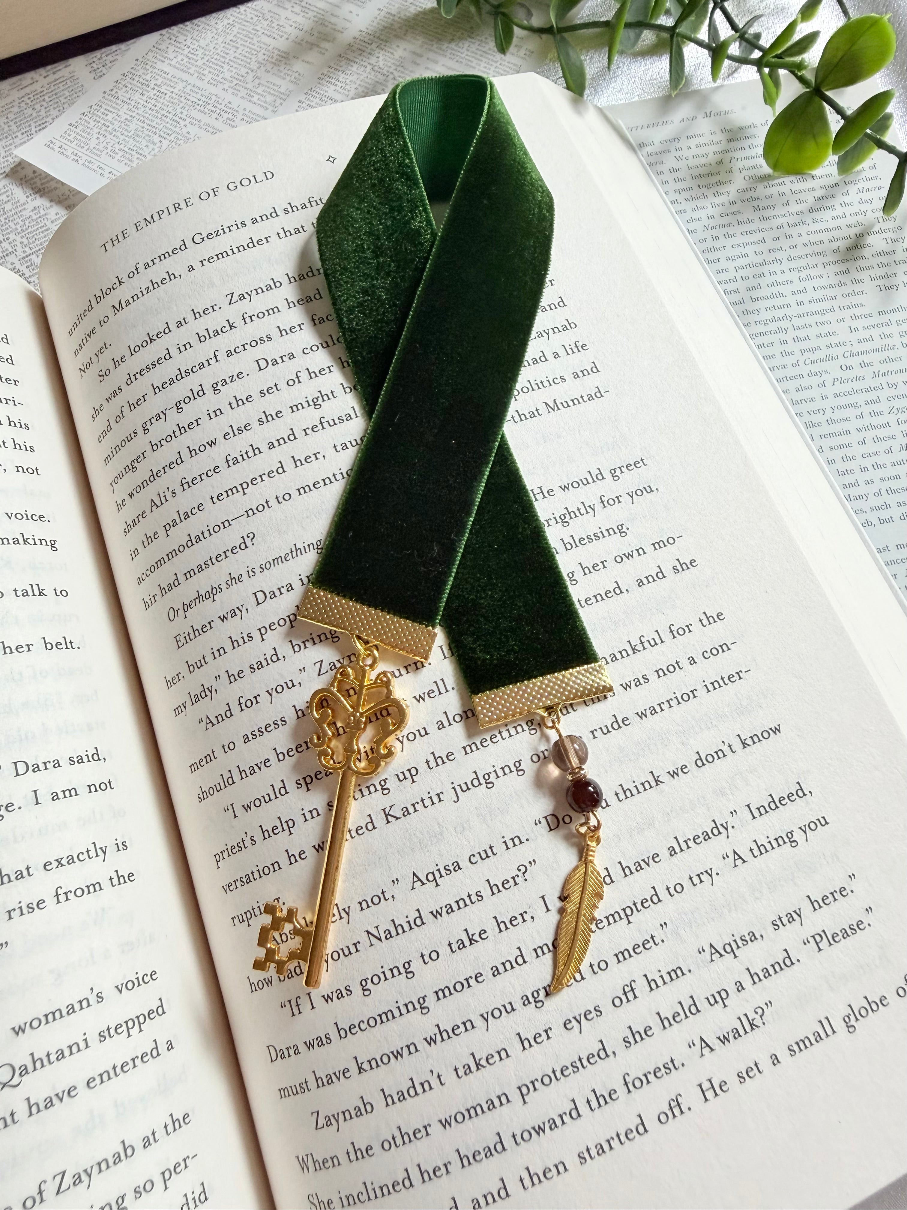 The Archivist: Key & Feather Ribbon Bookmark