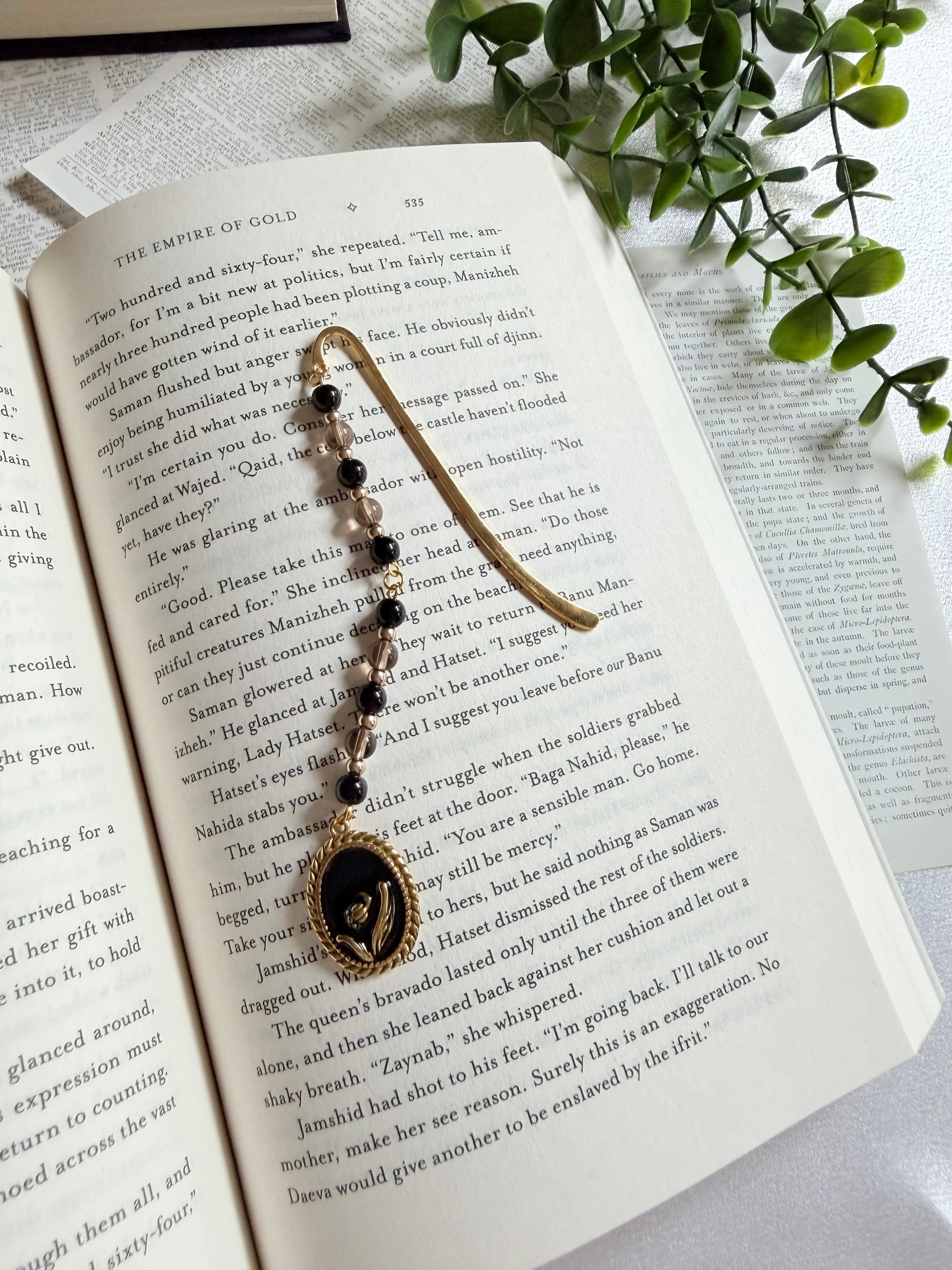 The Midnight Bloom: Beaded Hook Bookmark