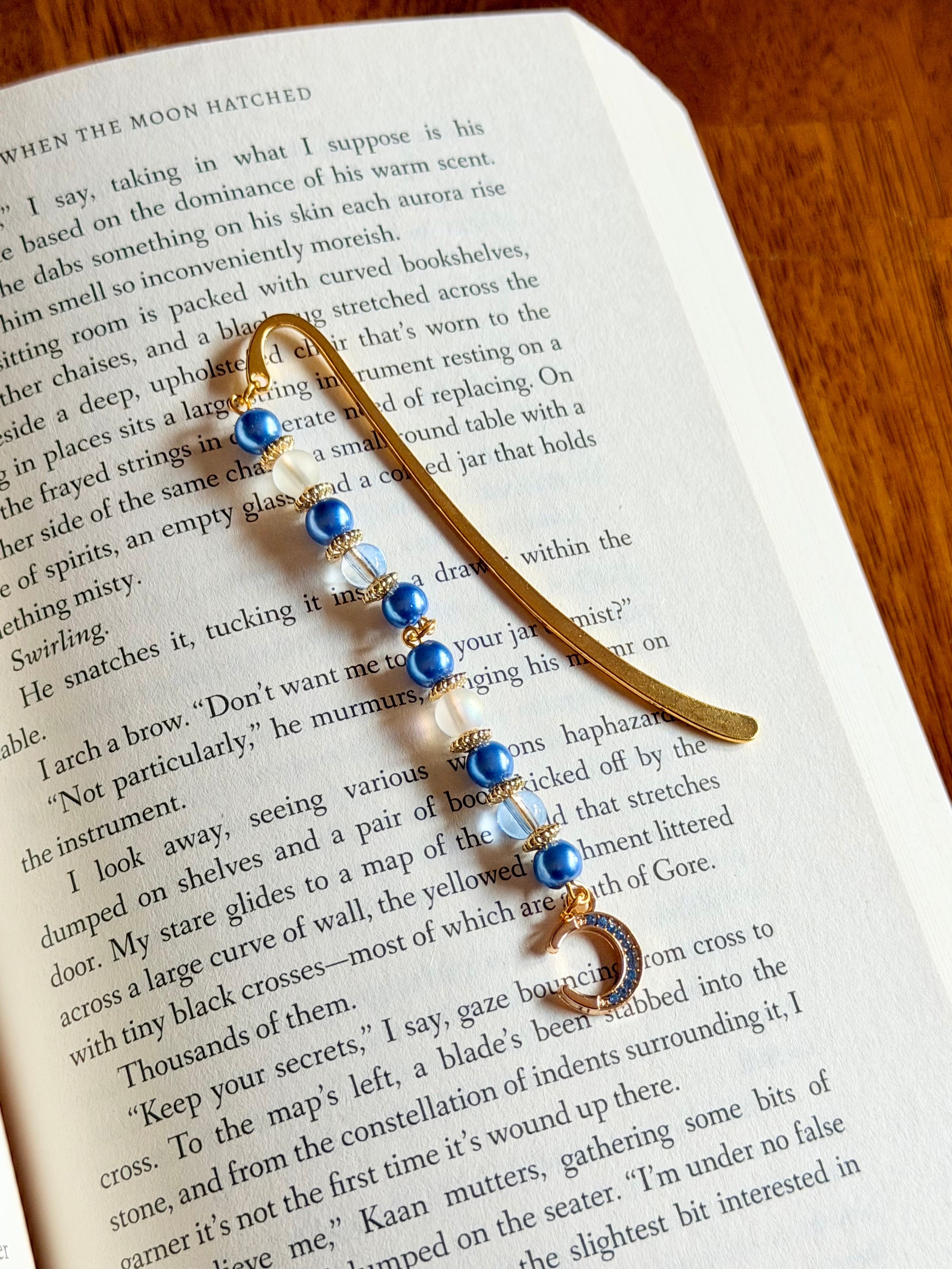 The Crescent Jewel: Beaded Hook Bookmark