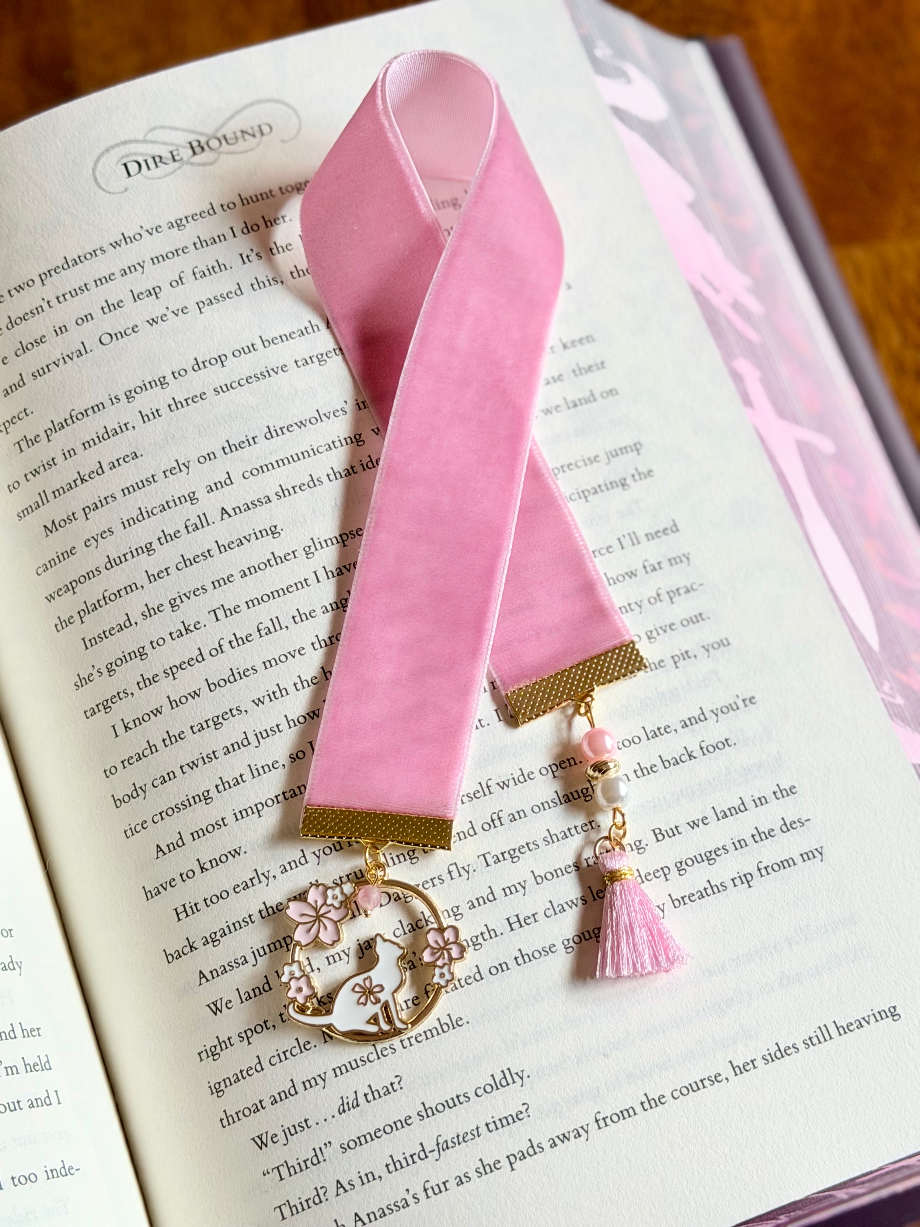The Garden Cat: Floral Cat Ribbon Bookmark