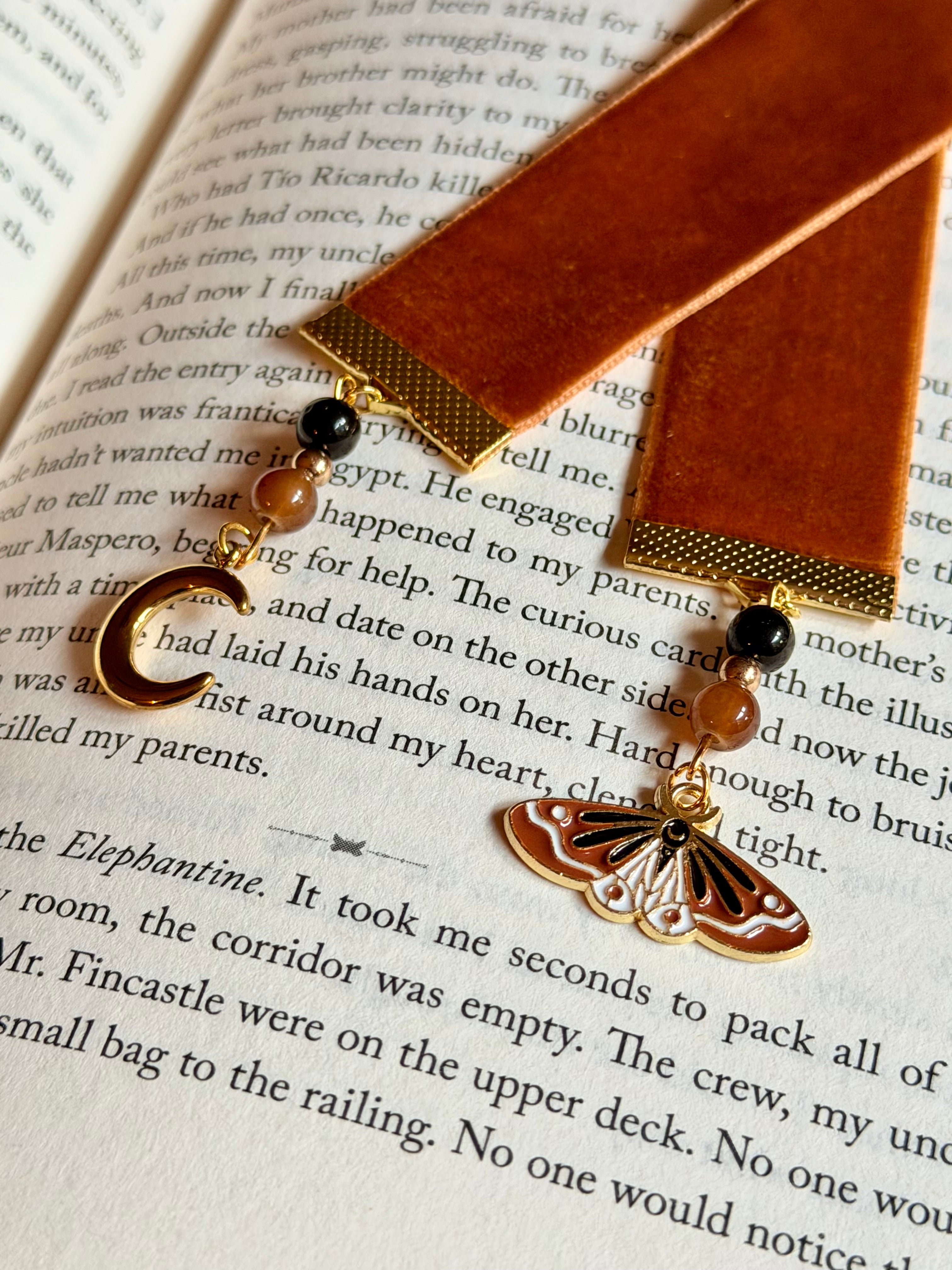 The Lunar Moth: Moth & Moon Ribbon Bookmark